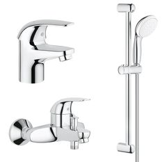 Комплект смесителей Grohe Euroeco (SET689) с душевым гарнитуром, хром