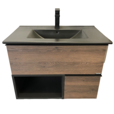 Тумба с раковиной Comforty Франкфурт 75 00-00000889 подвесная Дуб шоколадно-коричневый