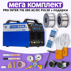 Аппарат аргонодуговой сварки Aurora INTER TIG 200 AC/DC Pulse + МЕГА комплект