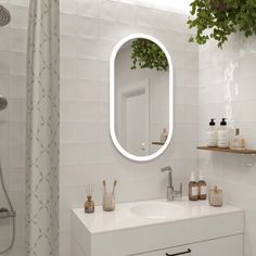 Зеркало для ванной с LED подсветкой, сенсором Reflection Almond 550х1000