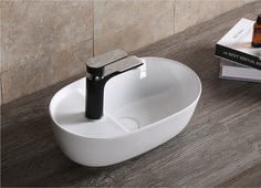 Раковина накладная Cerutti SPA CR0050 белая овальная под смеситель 420*270*135