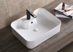 Раковина накладная Cerutti SPA CR0097 белая прямоугольная под смеситель 510*410*155