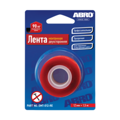 ABRO Скотч 2-х сторонний (12х1,51м) прозрачный монтажный ABRO