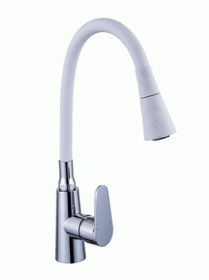 Смеситель для кухни Potato P4231-7 c гибким белым изливом, 2 типа струи, картридж 35 мм