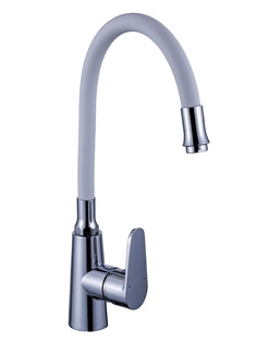 Смеситель для кухни Potato P4131-7 c гибким белым изливом, картридж 35 мм