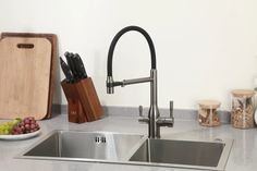 Смеситель для кухни Frap F4398-9 с подключением фильтра, черный/оружейная сталь Faop