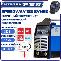Сварочный полуавтомат Aurora Pro Speedway 180 Synergic, Маска A-777 Carbon, Ролик