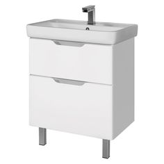 Тумба Dreja Q PLUS 60, белый глянец с раковиной Q60