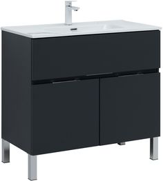 Тумба под раковину Aquanet Алвита new 90 1 ящик, 2 дверцы, антрацит