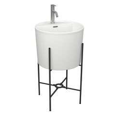 Раковина напольная с металлическими ножками BAU Omega белая+смеситель Dream Bauedge