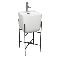 Раковина напольная с металлическими ножками BAU Soul белая+смеситель Hotel Still Bauedge