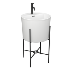 Раковина напольная с металлическими ножками BAU Omega белая+смеситель Dream Black Bauedge