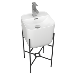 Раковина напольная с металлическими ножками BAU Soul белая+смеситель Hotel Still+ выпуск Bauedge