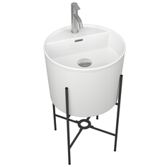 Раковина напольная с металлическими ножками BAU Omega+смеситель Dream+выпуск Bauedge