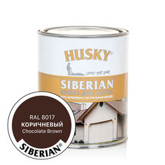 Краска для дерева Husky Siberian акриловая полуматовая, 0,9л, Коричневый RAL 8017
