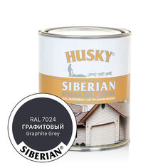 Краска для дерева Husky Siberian акриловая полуматовая, 0,9л, Графитовый RAL 7024