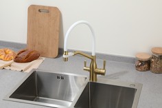 Смеситель для кухни Frap F4397-3 c подключением фильтра золотой сатин