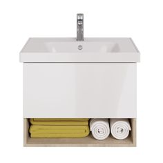 Тумба Dreja PERFECTO70 Dreja, дуб эврика/белый глянец с раковиной ГРЭЙС70