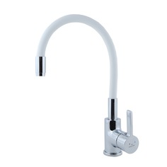 Капрезе смеситель для кухни с гибким изливом в силиконовой оплетке, хром/белый Z2601W Zenta