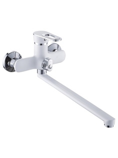 Смеситель для ванны Potato с длинным плоским изливом, картридж 35 мм, белый с хромом