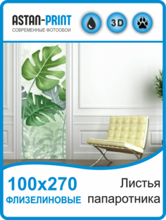 Флизелиновые фотообои Листья папоротника 100х270 Astan