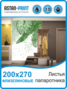 Флизелиновые фотообои Листья папоротника 200х270 Astan