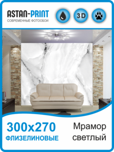 Флизелиновые фотообои Мрамор светлый 300х270 Astan