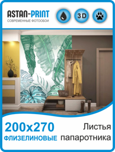 Флизелиновые фотообои Листья папоротника 200х270 Astan