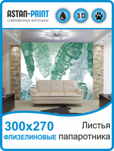 Флизелиновые фотообои Листья папоротника 300х270 Astan