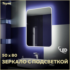 Прямоугольное зеркало в ванную с подсветкой 50х80 Teymi