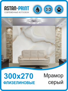 Флизелиновые фотообои Мрамор серый 300х270 Astan