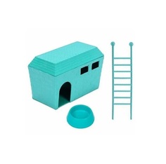 HOMEPET 15 см х 8,5 см х 10 см домик для грызунов в комплекте миска и лесенка пластиковый