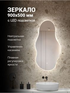 Зеркало с подсветкой Дом стекла 21 груша 900х500 мм