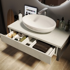 Тумба для ванной 1Marka GRUNGE LOFT 100П 1в.я Бетон светлый
