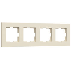 Рамка из пластика на 4 поста для розетки, выключателя Werkel Slab W0042965 серебро матовый