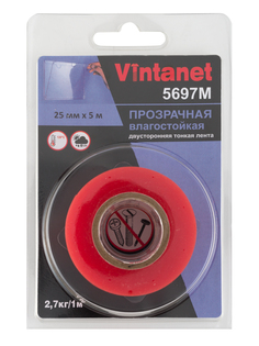 Клейкая лента Vintanet 5697М двусторонняя на ПЭТ основе влагостойкая 25мм х 5м