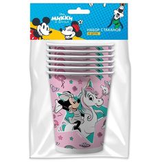 Набор бумажных стаканов ND Play Minnie Mouse, розовые - 3, 250 мл 6 штук Картония