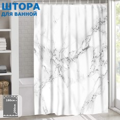 Штора для ванной комнаты Ridberg Marble 180 x 200 см (White)