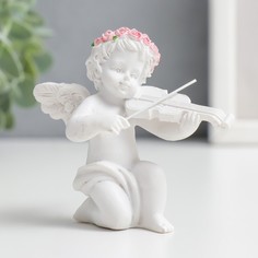Сувенир полистоун "Белоснежный ангел со скрипкой" 7х5,5х8 см No Brand