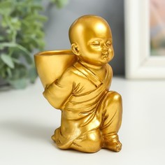 Сувенир полистоун подсвечник на 1 свечу "Маленький будда" 7,5х5х10 см No Brand