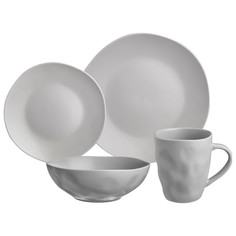 Набор посуды обеденный на 4 персоны BRONCO SHADOW 16 предметов,керамика светло-серый