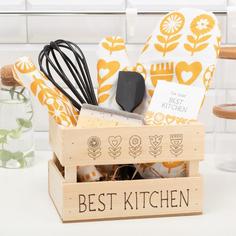 Набор подарочный Best kitchen: полотенце, варежка-прихватка, кухонная лопатка, венчик, губ Этель