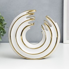 Сувенир керамика Абстракция. Водоворот белый с золотом 20х20 см No Brand