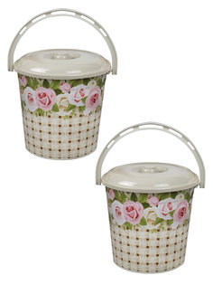 Ведро пластиковое violet 10 с крышкой хозяйственное садовое "Нежность". Набор 2шт.