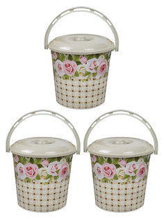 Ведро пластиковое violet 10 с крышкой хозяйственное садовое "Нежность". Набор 3шт.