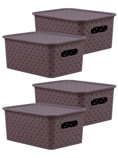 Корзина для хранения violet "Береста" 3л с крышкой - 4шт цвет сирень