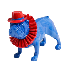Сувенир полистоун Бульдог в шляпе синий с красным 19х11,5х28,5 см No Brand