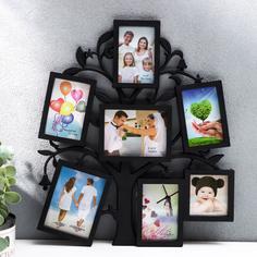 Фоторамка на 7 фото 7х7 см, 7х10 см, 8х10 см "Дерево желаний" чёрная 36х31 см Buy House