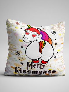 Подушка декоративная Единорог Merry kissmyass No Brand