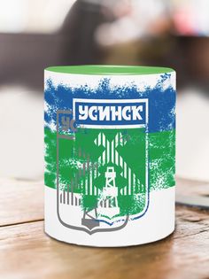 Кружка Флаг Усинска, зеленый No Brand